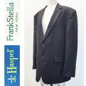 Haspel Frank Stella Mens Black 100% Linen Sport Coat Blazer Jacket 43R
